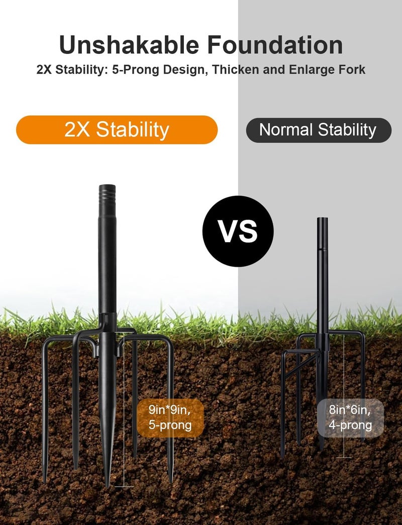 Fussion 2 Pack String Light Poles for Outside, Thickened Metal Lights Hanger Pole Outdoor with Fork, Lighting Hanging Post Accessories for Patio Decor Garden Backyard Yard Front Porch Outside Decorations - Image 4
